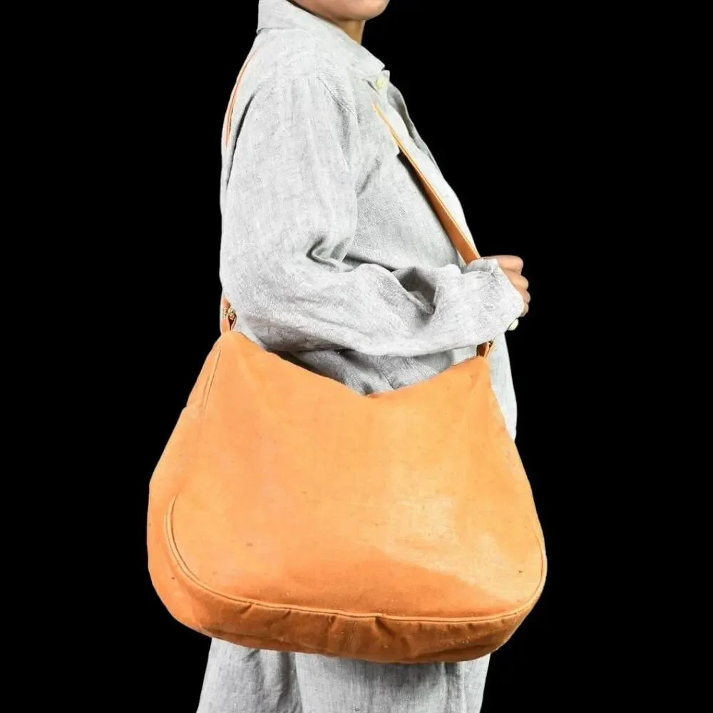Vintage Kleinberg Sherrill Shoulder Bag Orange Oversized Crossbody Canvas Curved